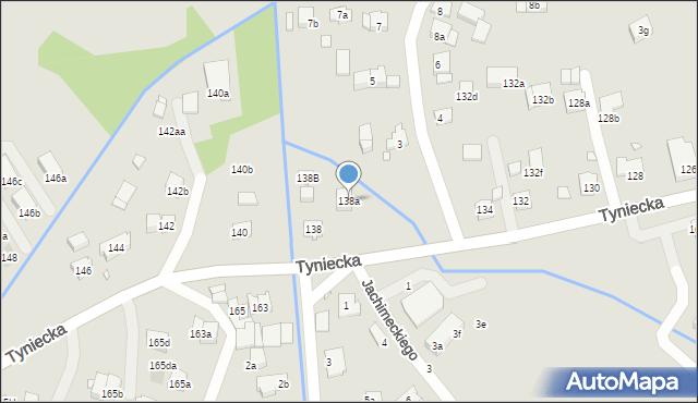 Kraków, Tyniecka, 138a, mapa Krakowa