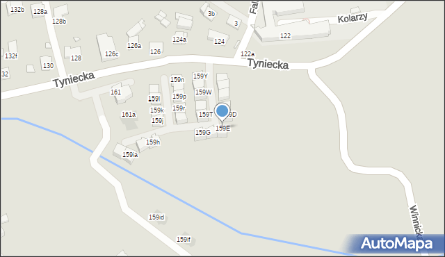 Kraków, Tyniecka, 159E, mapa Krakowa