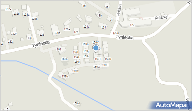 Kraków, Tyniecka, 159u, mapa Krakowa