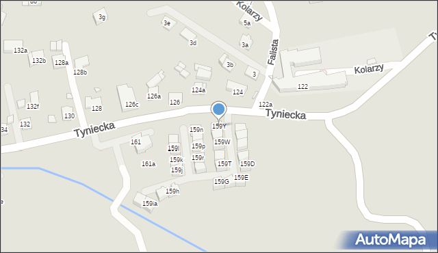 Kraków, Tyniecka, 159Y, mapa Krakowa