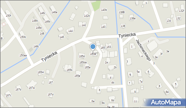 Kraków, Tyniecka, 163a, mapa Krakowa