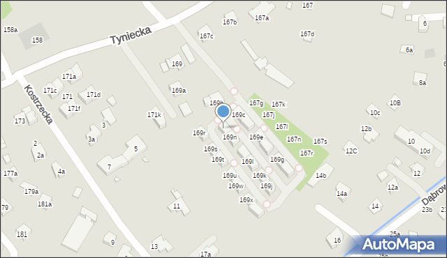 Kraków, Tyniecka, 169p, mapa Krakowa