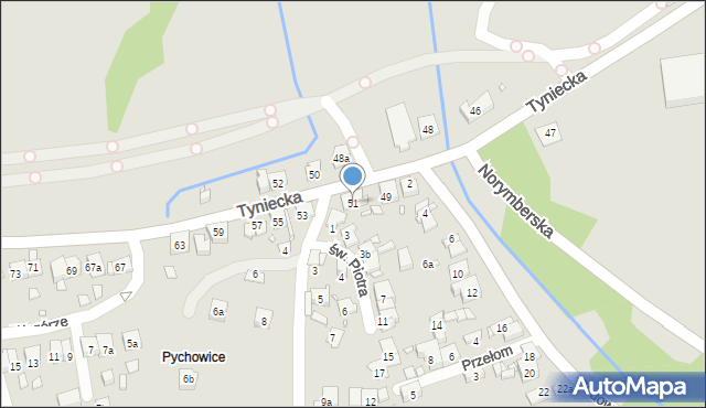 Kraków, Tyniecka, 51, mapa Krakowa