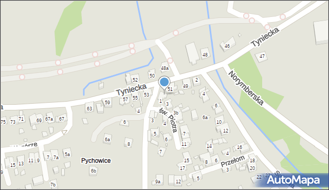 Kraków, Tyniecka, 51A, mapa Krakowa