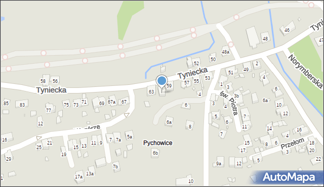 Kraków, Tyniecka, 61, mapa Krakowa