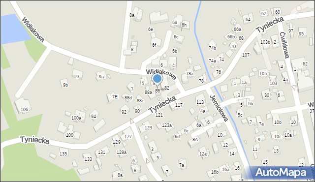 Kraków, Tyniecka, 86, mapa Krakowa