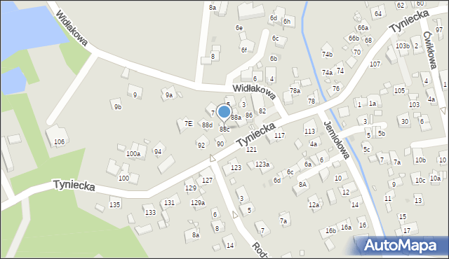 Kraków, Tyniecka, 88c, mapa Krakowa