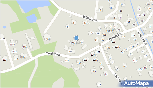 Kraków, Tyniecka, 98a, mapa Krakowa