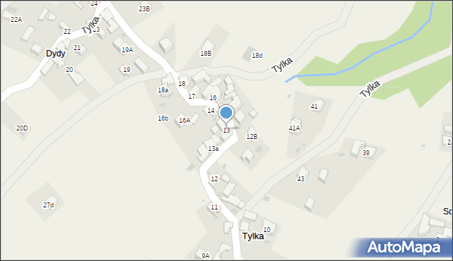 Krościenko nad Dunajcem, Tylka, 13, mapa Krościenko nad Dunajcem