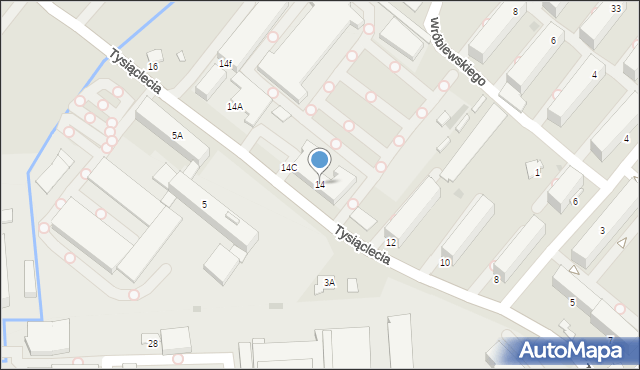 Krosno, Tysiąclecia, 14, mapa Krosna