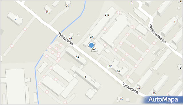 Krosno, Tysiąclecia, 14e, mapa Krosna