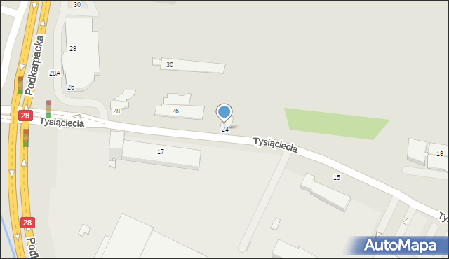 Krosno, Tysiąclecia, 24, mapa Krosna