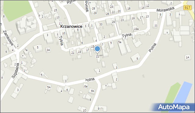 Krzanowice, Tylna, 11, mapa Krzanowice