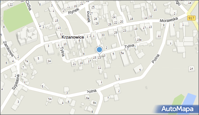 Krzanowice, Tylna, 13, mapa Krzanowice