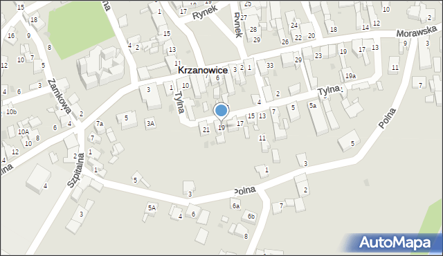 Krzanowice, Tylna, 19, mapa Krzanowice