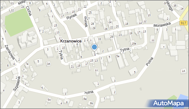 Krzanowice, Tylna, 4, mapa Krzanowice