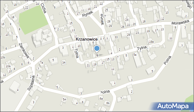 Krzanowice, Tylna, 6, mapa Krzanowice