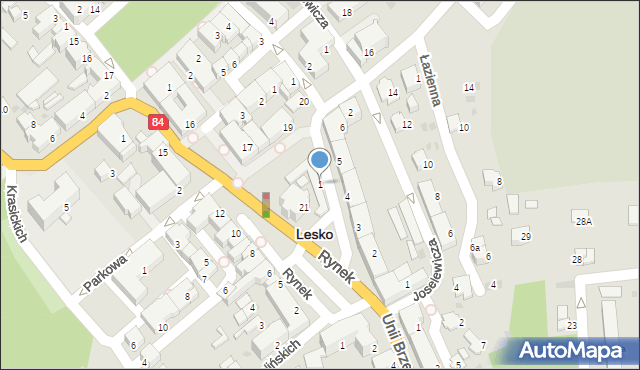 Lesko, Tysiąclecia, 1, mapa Lesko