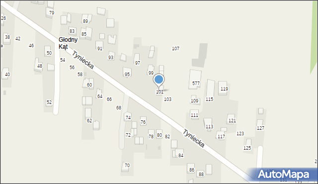 Liszki, Tyniecka, 101, mapa Liszki