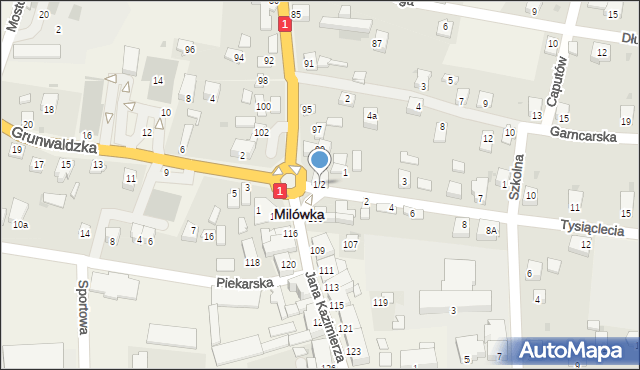 Milówka, Tysiąclecia, 1/2, mapa Milówka