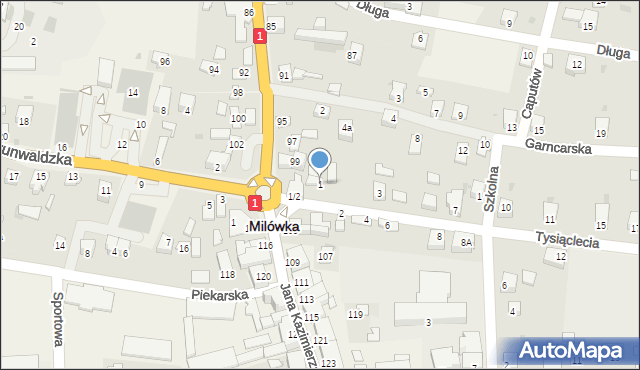 Milówka, Tysiąclecia, 1, mapa Milówka