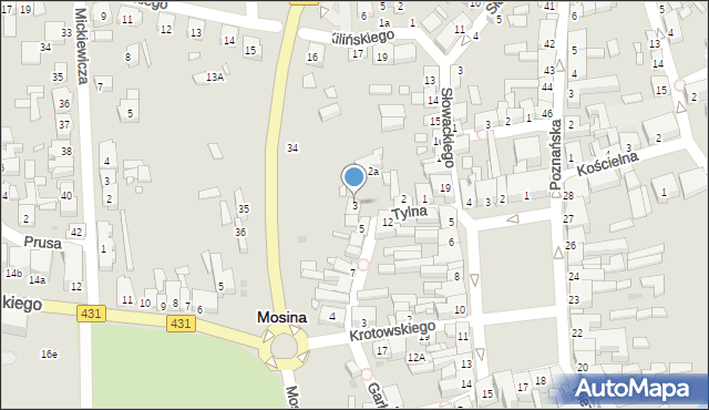 Mosina, Tylna, 3, mapa Mosina