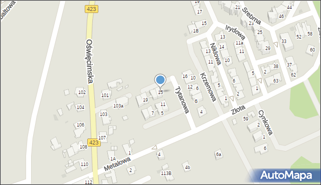 Opole, Tytanowa, 15, mapa Opola