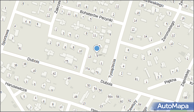 Ostrów Mazowiecka, Tysiąclecia, 3, mapa Ostrów Mazowiecka