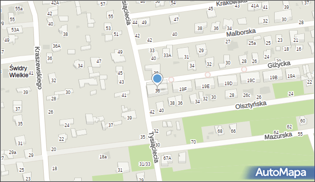 Otwock, Tysiąclecia, 36, mapa Otwock