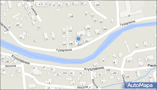 Piechowice, Tysiąclecia, 25A, mapa Piechowice