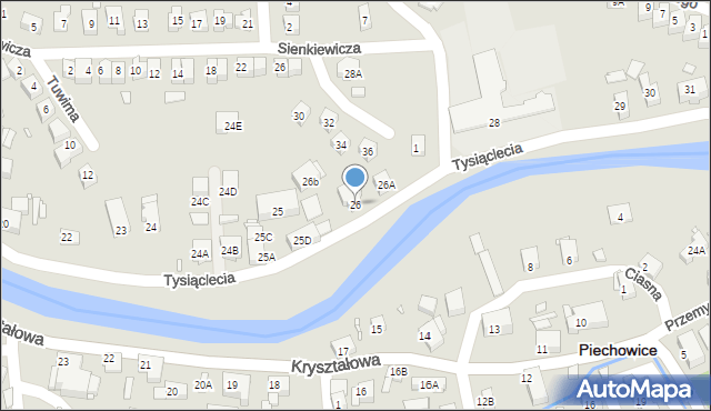 Piechowice, Tysiąclecia, 26, mapa Piechowice