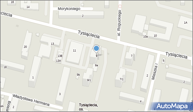 Płock, Tysiąclecia, 9, mapa Płock