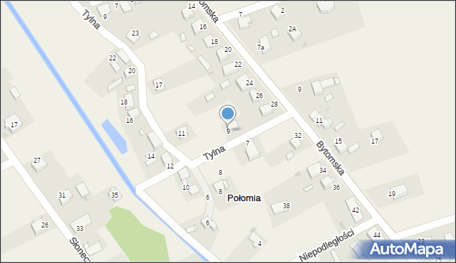 Połomia, Tylna, 9, mapa Połomia