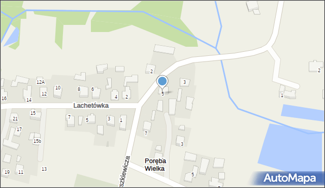 Poręba Wielka, Tyszkiewicza, 5, mapa Poręba Wielka