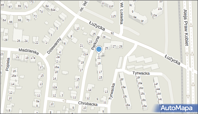 Poznań, Tyrwacka, 21, mapa Poznania