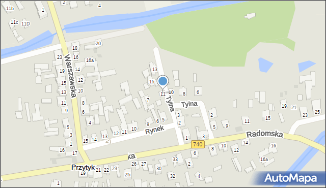 Przytyk, Tylna, 11, mapa Przytyk