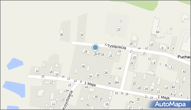 Puchaczów, Tysiąclecia, 27, mapa Puchaczów