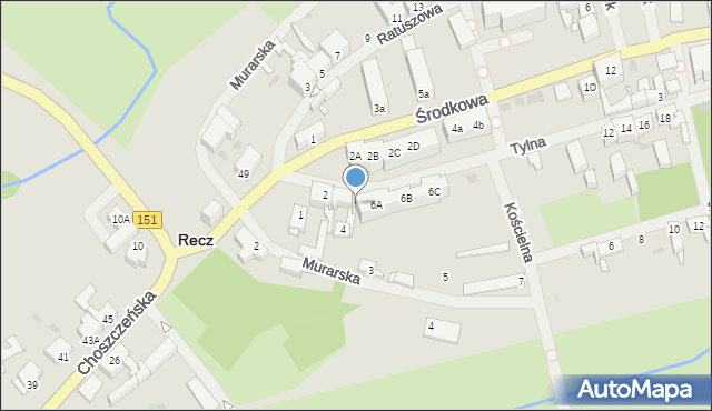 Recz, Tylna, 10, mapa Recz