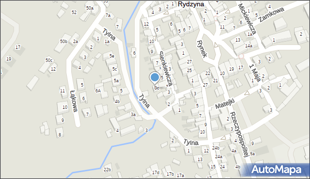 Rydzyna, Tylna, 3c, mapa Rydzyna