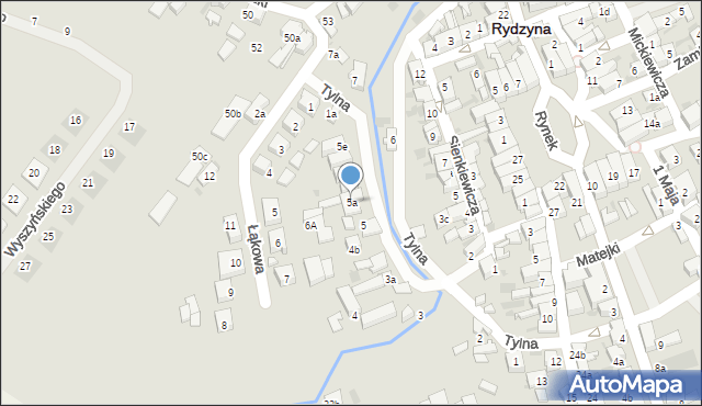 Rydzyna, Tylna, 5a, mapa Rydzyna