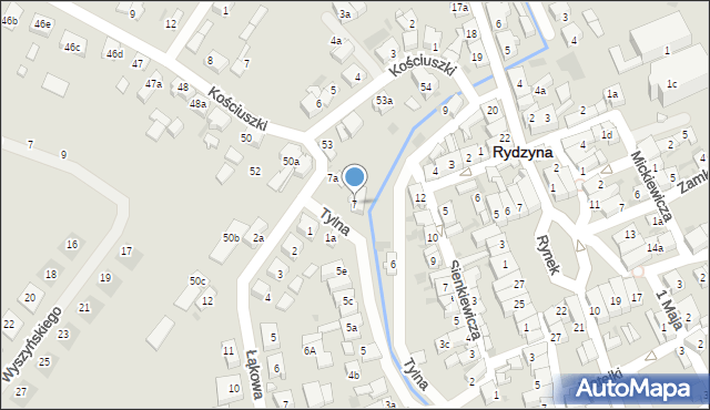 Rydzyna, Tylna, 7, mapa Rydzyna