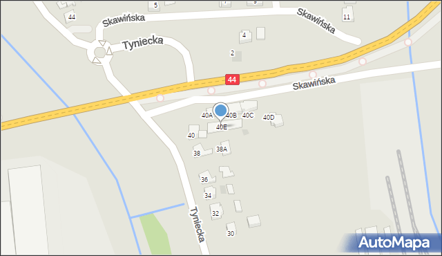 Skawina, Tyniecka, 40E, mapa Skawina