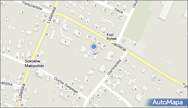 Sokołów Małopolski, Tysiąclecia, 14a, mapa Sokołów Małopolski