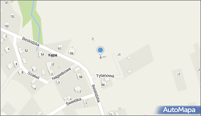 Twardorzeczka, Tytanowa, 5, mapa Twardorzeczka