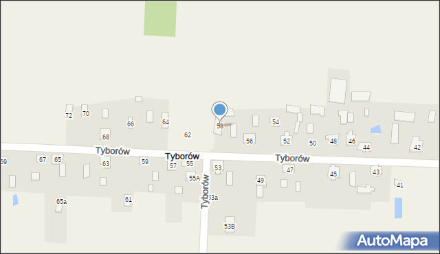 Tyborów, Tyborów, 58, mapa Tyborów