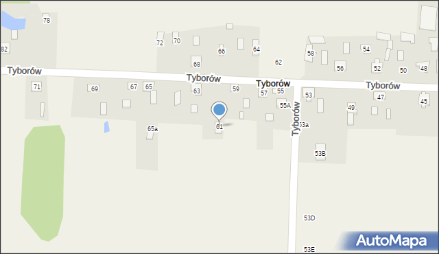 Tyborów, Tyborów, 61, mapa Tyborów