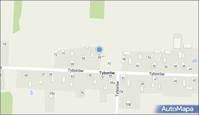 Tyborów, Tyborów, 64, mapa Tyborów