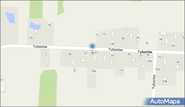 Tyborów, Tyborów, 65, mapa Tyborów