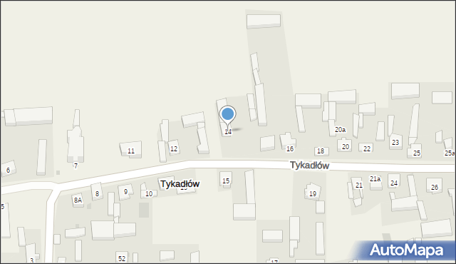 Tykadłów, Tykadłów, 14, mapa Tykadłów