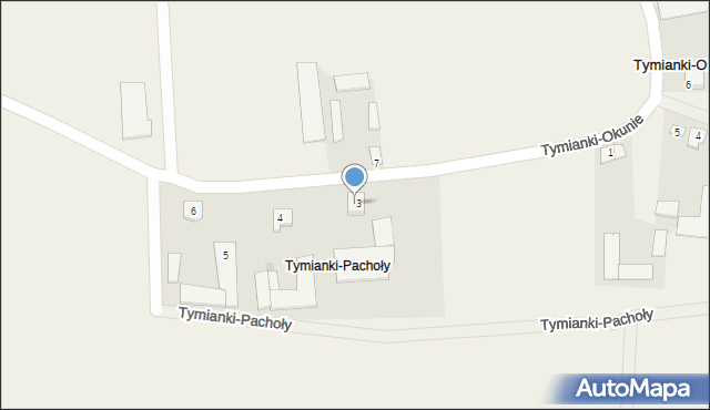 Tymianki-Okunie, Tymianki-Pachoły, 3, mapa Tymianki-Okunie